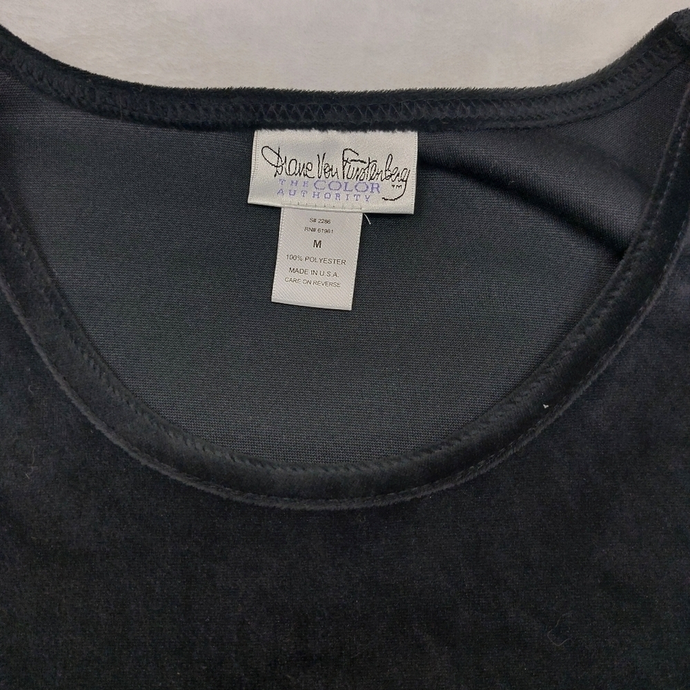 DIANE VON FURSTENBERG THE COLOR AUTHORITY VTG BLACK VELVET DRESS JACKET SET SZ M - Picture 5 of 16